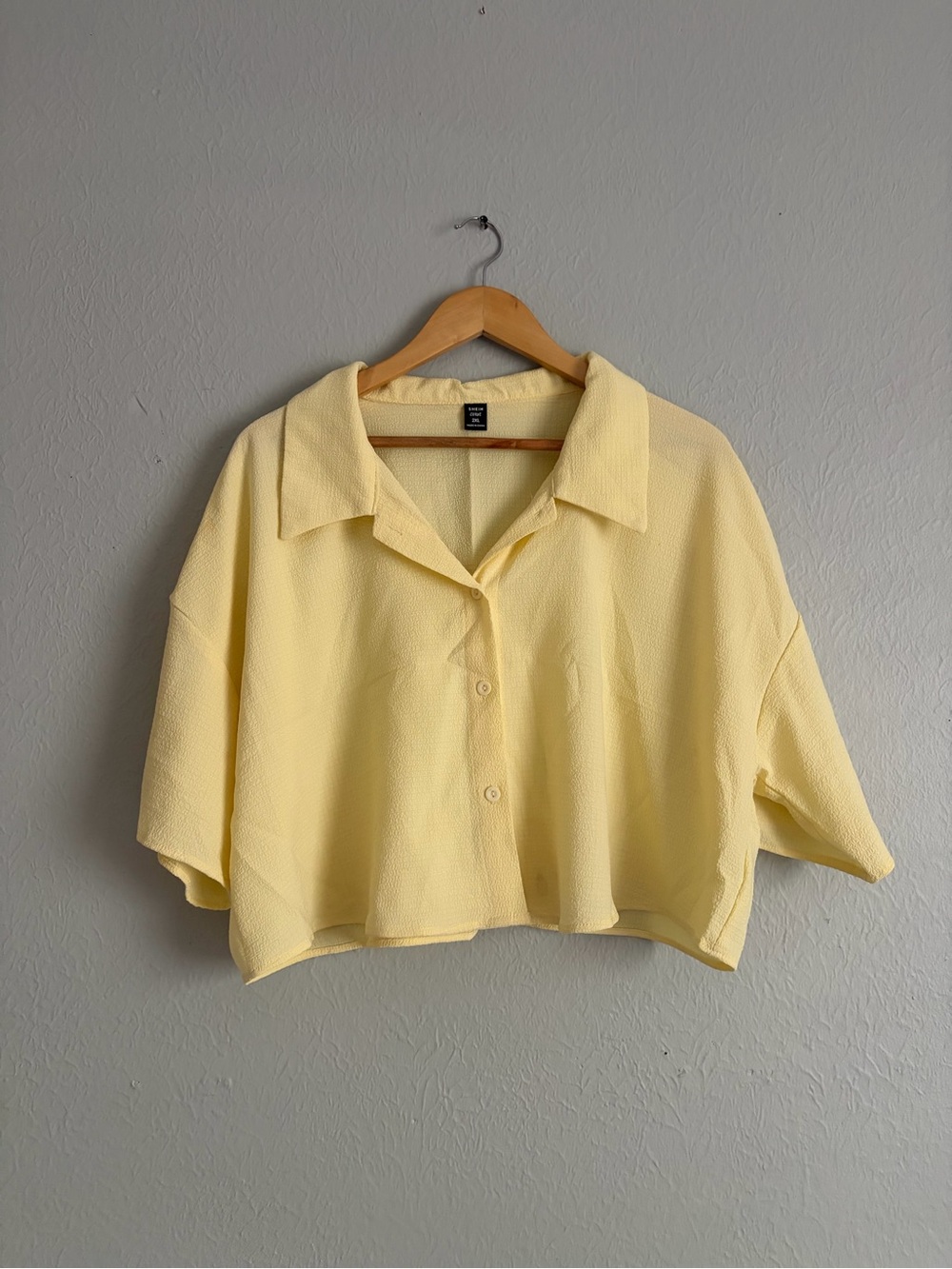 Casual Linen Cropped Collared Shirt